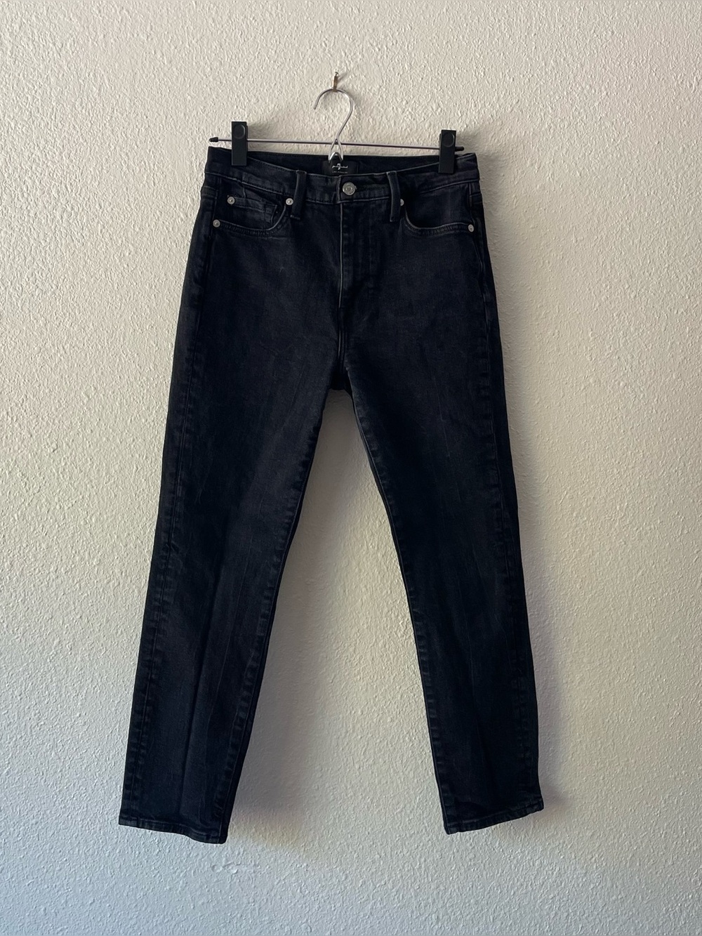 7 For All Mankind High Waist Ankle Skinny Jeans Womens Black 28, 25.5” Inseam